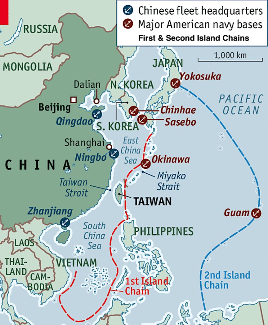  #THREAD 1: Some maps of the  #IndoPacific:A)  #IndoPacific &  #AsiaPacific regionsB) EEZ zones & 9 Dash line claims in the  #SouthChinaSeaC) Spratly Islands outposts, facilities & runwaysD) First & Second island chains, the 2 defensive maritime lines to contain  #China