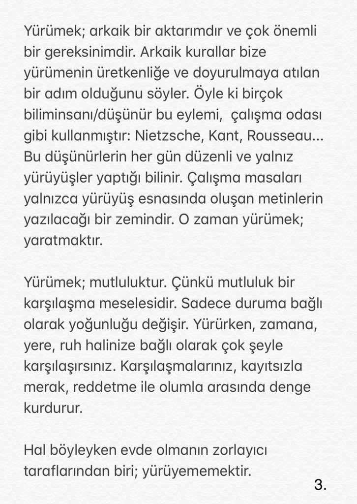 Karantina süresince evde olmak, en büyük dinlenme alışkanlıklarımdan birine engel oldu: #yürümek 
📌 Peki yürümek gerçekten çok mu önemli? 
📌Sportif bir faaliyetin ötesine nasıl geçebiliyor?
Merak edenler için notlarımı sizlerle paylaşmak istedim. #COVIDー19 #EvdeKalanlarİcin