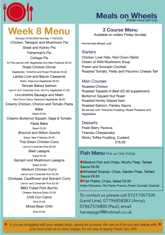 RobinHoodGC's tweet photo. Week 8 Menu https://t.co/tncB7PDMNd