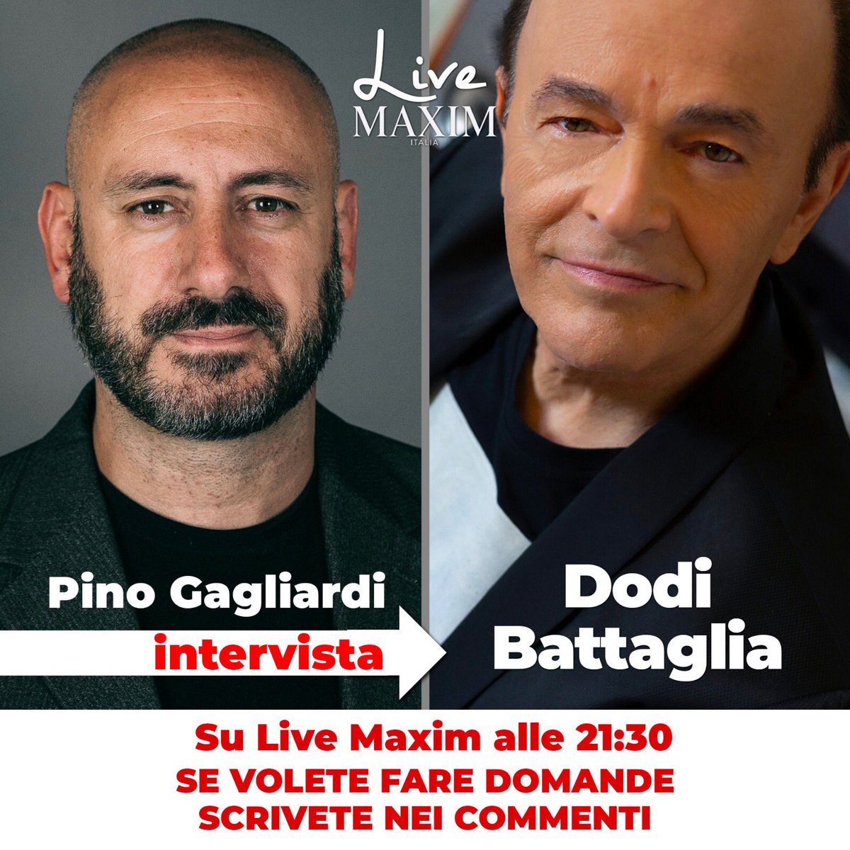 thepinuzz's tweet photo. Dodi Battaglia sarà ospite questa sera 4 maggio di #LiveMaxim alle 21.30 sul profilo #Instagram di @MaximItalia #iorestoacasa https://t.co/PL3DUbCepF