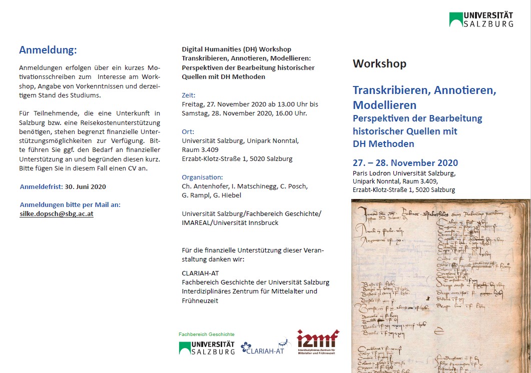 HistorioP's tweet photo. Handschriftliche Quellen werfen dir eher Fragen auf als neue Erkenntnisse zu bringen? Die Uni Salzburg bietet einen Workshop an um euch mit den modernen Möglichkeiten der #DigitalHumanities vertraut zu machen.
Eine tolle Chance für eure Forschung und #historioPLUS Publikation! https://t.co/s3b3BmnZqR