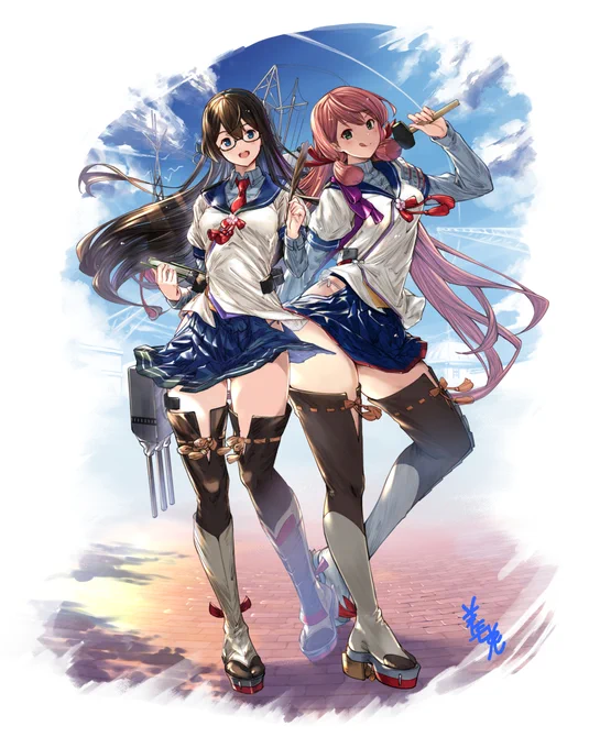 グラブル風任務娘明淀
#艦これ #明石 #大淀 
