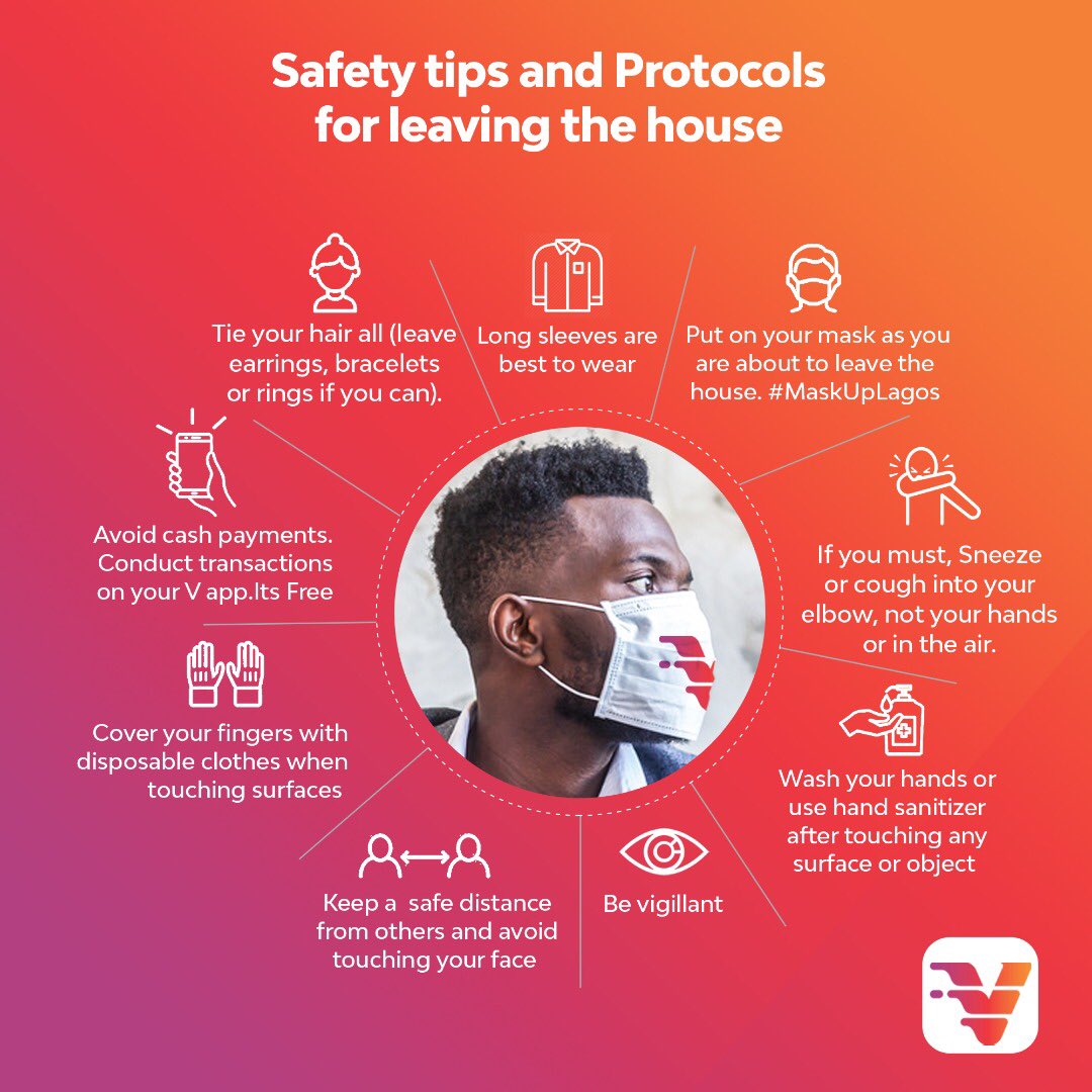 vbankng's tweet photo. With the lockdown ease up, and as we resume to our daily grind, here are some helpful tips to help you #StaySafe.

Remember that we all need to play a part to ensure that we reduce the the spread and keep the virus at bay.

Play your part, protect yourself and keep others safe https://t.co/sd49Ikg9SQ