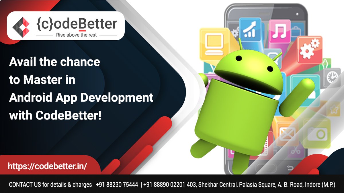 codebetterindia's tweet image. Join #CodeBetter and become a Master in Android App Development!
For Further Details: codebetter.in Or
Contact Us: +91 8823075444 /888900220
#androidappdevelopmenttraining #andriodtraining #lockdown #COVID19 #quarantine #stayhome #staysafe #indore #madhyapradesh