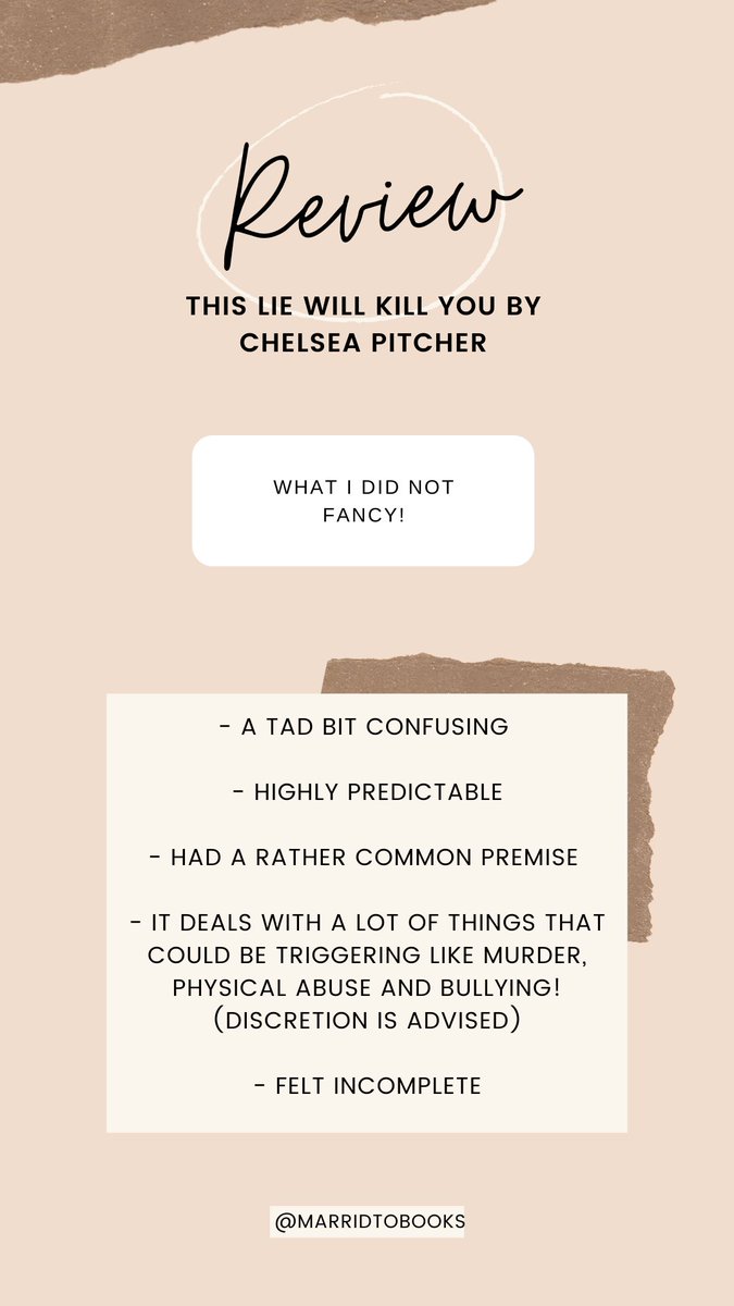 AnushkaMarri's tweet photo. Review of this lie will kill you by Chelsea Pitcher! @Storytel_In #thisliewillkillyou #audiobookreview #chelseapitcher #bookreview https://t.co/5fAg4rbZ1A
