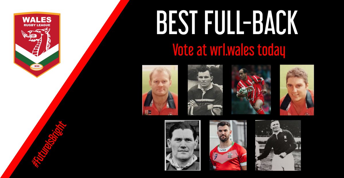 🗳️ VOTE / PLEIDLEISWCH | Who do you think is #WalesRL's best ever full-back?

👉 Vote now: wrl.wales/who-is-wales-b…

Winner will be # 1⃣ in the Dream XIII, runner up goes to extended squad, third place to wildcard vote for the 22nd man in the side

🏉 Wings tomorrow!

#rugbyleague