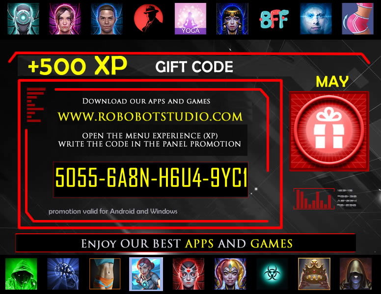 RoboBotStudio's tweet photo. May #promotion is ready! Use this gift code "5055-6A8N-H6U4-9YC1" and reedem 500 free XP!
Game of the month: "#CrimeBot Crime Scene Investigation" https://t.co/EbAwUN4cGI
Discover and downloads our #Apps here: https://t.co/VW2HLMR7f7 https://t.co/XXjbUZNw45