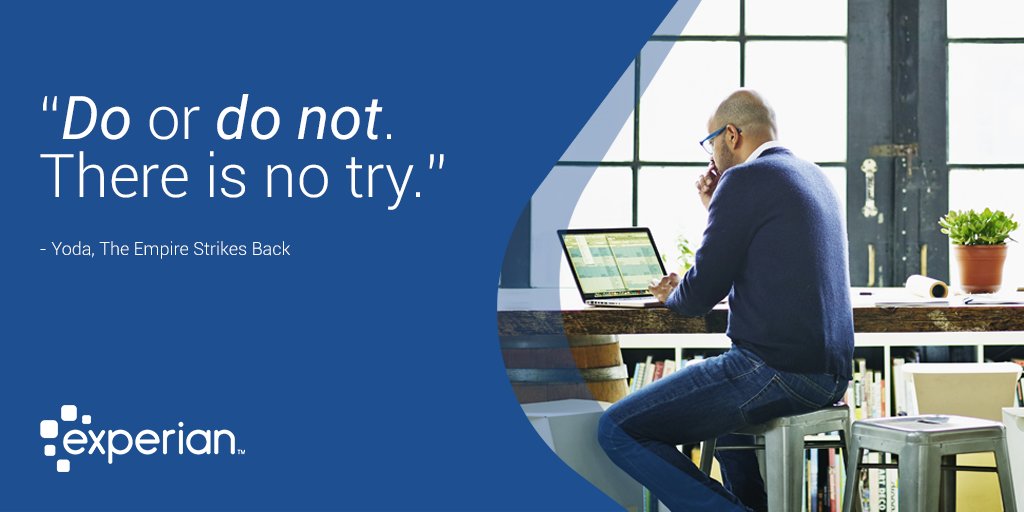 ExperianMkt_UK's tweet photo. "Do or do not. There is no try." - Yoda, The Empire Strikes Back #MondayMotivation #StarWarsDay #MayTheFourth https://t.co/D4tsliWqEM