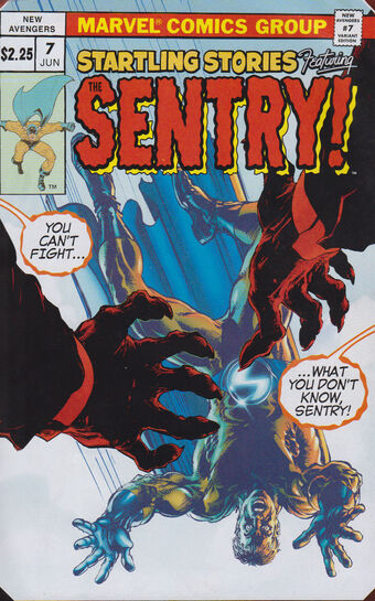 This arc is just great. You can tell how much fun Bendis is having introducing The Sentry (and in such a clever way - The scenes with Emma Frost are so deftly handled). I love the old school variants they did here too (and the ways they are used in the story).