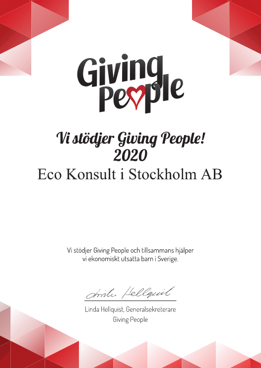 ecokonsult's tweet photo. ECO stödjer Giving People och tillsammans hjälper vi ekonomiskt utsatta barn i Sverige. https://t.co/IvK6MKRVBq