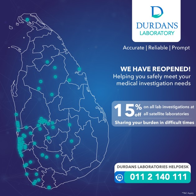 DurdansHospital's tweet photo. The Durdans islandwide laboratory network is open to safely meet your medical laboratory investigation needs. A 15% discount is available for all investigations at our satellite laboratories until 15th May 2020. Dial 0112410111 for info #DurdansLaboratory #essentialservices https://t.co/5ONbRq7zAZ