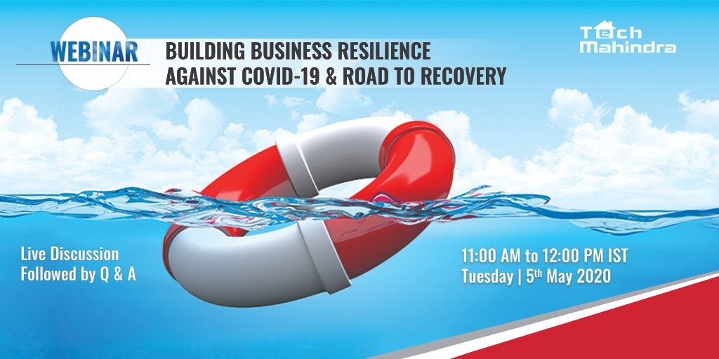 tech_mahindra's tweet photo. Block your calendar to join Debasis Bisoi from @tech_mahindra along with other industry leaders for a live panel discussion hosted by @TeamLease on ‘Building Business Resilience against COVID-19 & Road to Recovery’.
👉Register now: https://t.co/WIbEEuhu74
#Webinar #UnlockTheNxt https://t.co/f4JUTGrzys