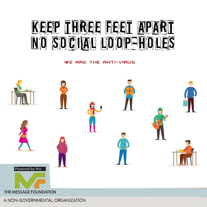 TheMessage_F's tweet photo. Maintain social distancing everyday. Avoid contact with people to reduce the spread of the virus.
#mondaymotivation
#themessagefoundation #welcomebacktowork
#takeresponsibility #socialdistancing #staysafe https://t.co/alCih35ad3