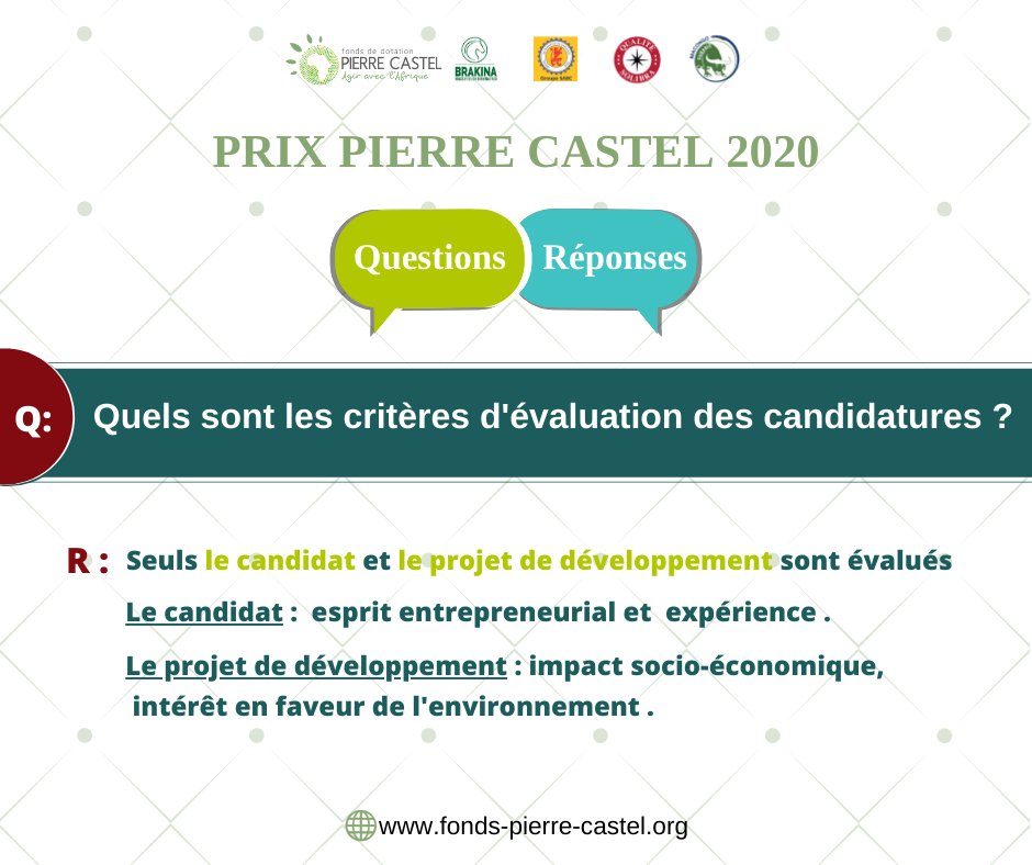 FdsPierreCastel's tweet photo. #PrixPierreCastel2020
Les critères d'évaluation :
👥Capacité du candidat à défendre et à porter son projet
🌿Impacts socio-économiques et environnementaux du projet de développement.
🛑2 semaines avant la fin des dépôts de candidatures. Inscrivez-vous sur https://t.co/Fd2DvJfEz7 https://t.co/ymCv1gohRR