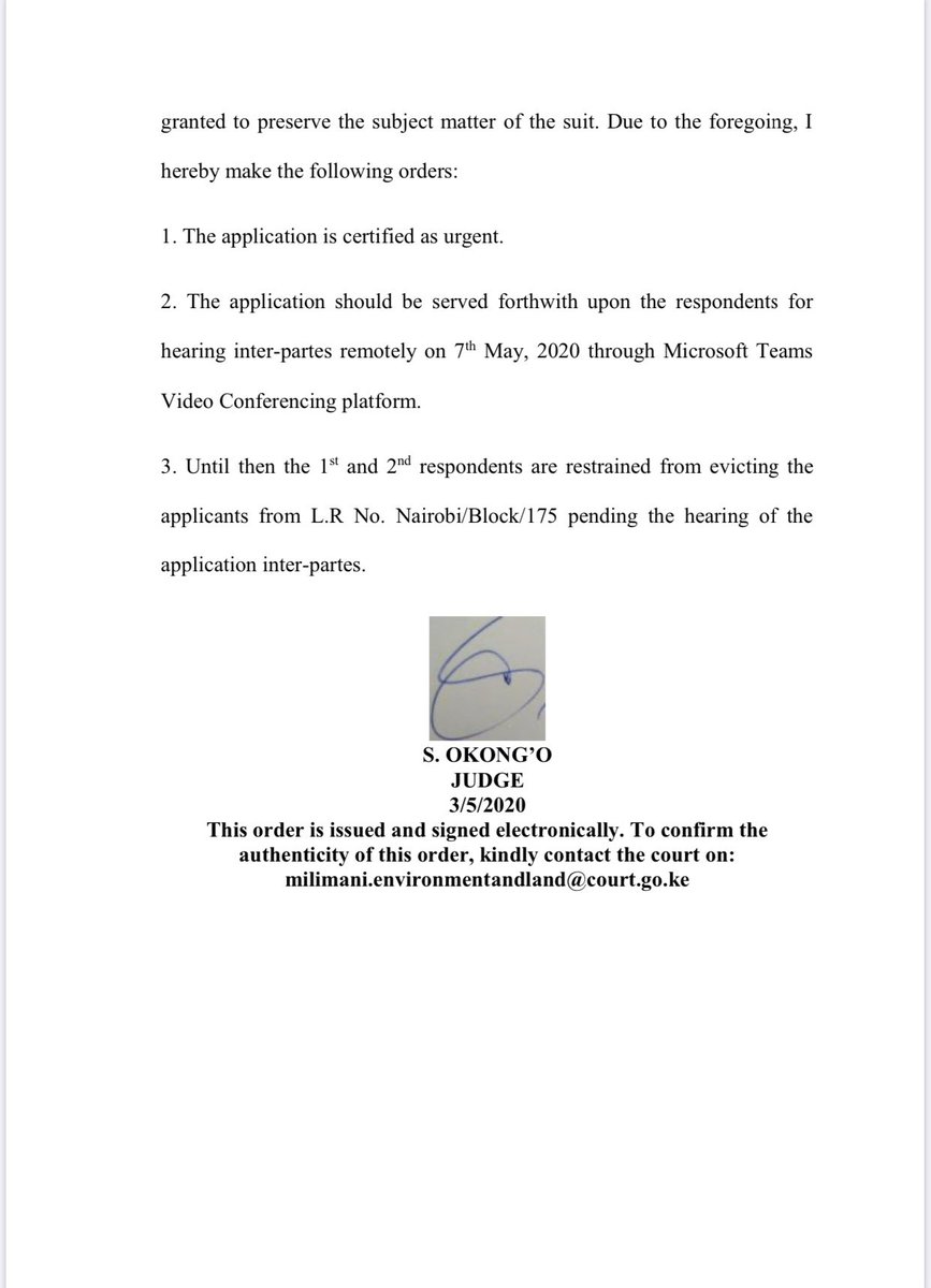 NelsonHavi's tweet photo. Dr John Khaminwa, Advocate for Kariobangi Sewerage Farmers Self Help Group obtained this order yesterday. He has called to inform me that the eviction was supervised by the Police this morning. Of what value is the Justice system if a Court order cannot be obeyed by Government? https://t.co/hyOZikvqSs