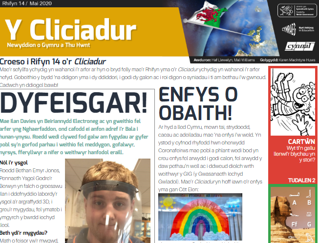 DysguDigidol's tweet photo. Mae Rhifyn diweddaraf Y Cliciadur ar gael NAWR ar wefan 
@HwbNews 🙌

Mae'r rhifyn yma o'r Cliciadur ychydig yn wahanol.
Yn ogystal â'r erthyglau a'r gweithgareddau arferol mae tudalen ychwanegol â syniadau i greu enfys.🌈

Cliciwch yma👉https://t.co/f1aBgvhOpa

#yagym https://t.co/Ki7gPyQoiJ