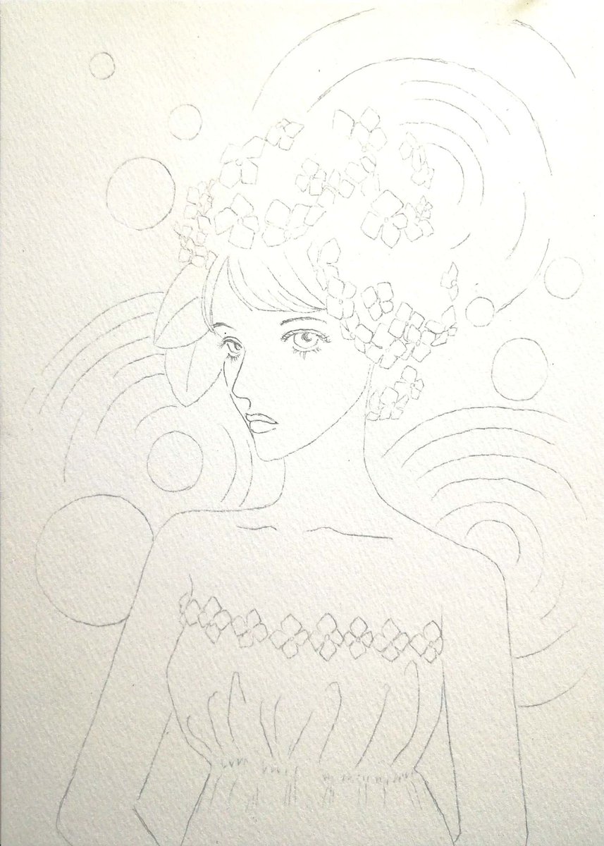 これがこう。
【紫陽花ヘッドドレス】

#水彩画
#透明水彩
#イラスト
#紫陽花 