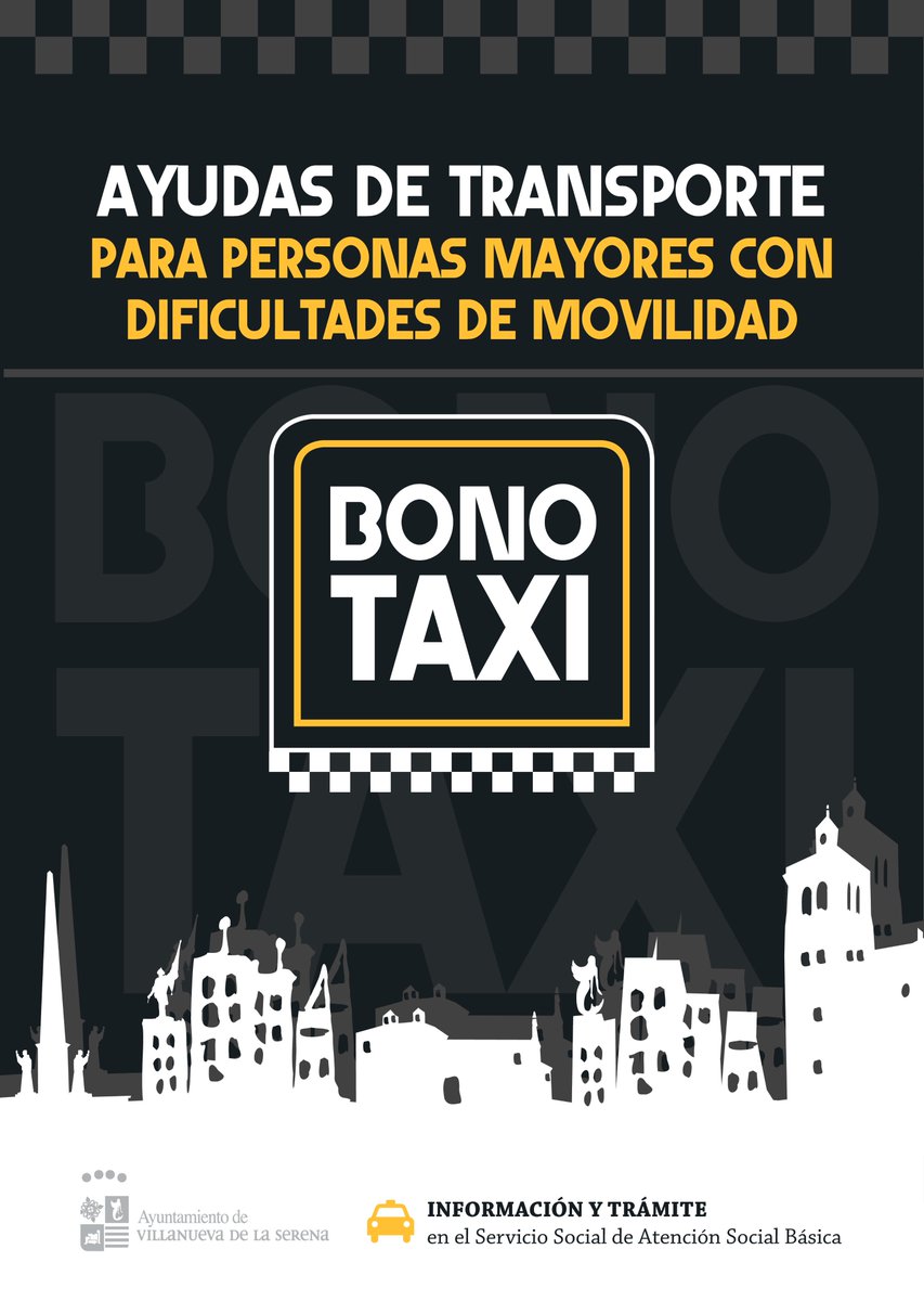 aytovvaserena's tweet photo. Abierto el plazo de presentación de solicitudes para el #BonoTaxi. Una ayuda de transporte de la que podrán beneficiarse, los mayores de 65 años que tengan dificultad de movilidad y que cuenten con escasa o ninguna ayuda familiar
ℹ☎ 924 43 72 04
https://t.co/17t2qxDFR7 https://t.co/oEYXFoIoJF