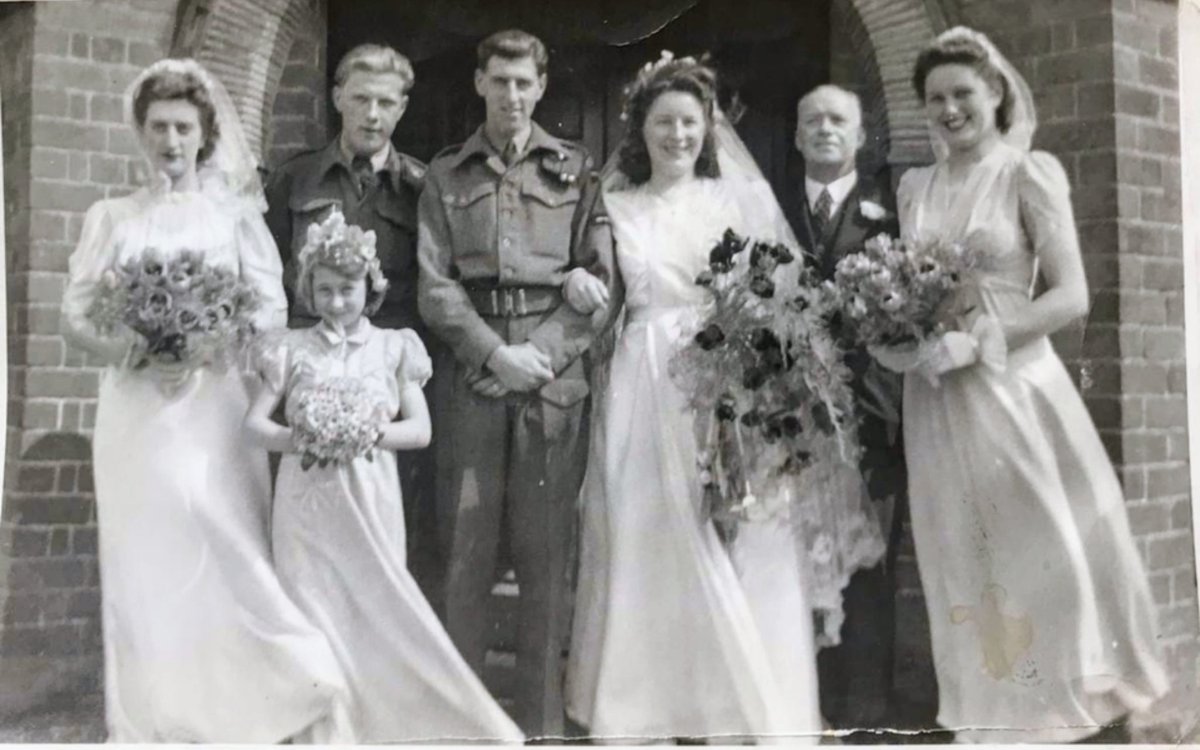 TheBeardOfLove's tweet photo. Our dearly beloved Nana and Grandad were married on VE Day, just as the bells tolled to end the war. I have written a short poem for  Kath and Cliff Ball and wondered if you'd like to share their story? @BBCNews @Radioleicester @bbcemt @itvnews @itvnews @SkyNews https://t.co/WdboRZUbyI