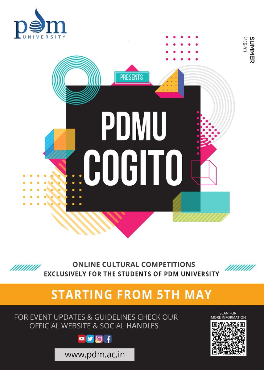 ParadigmPdm's tweet photo. @pdmuniversity  
We are back with PDMU Cogito, a series of online competitions to keep all the students protected from chronic states of stress and poor mental health during this pandemic so they will be in better capacity to fulfil their roles.
#pdmuniversity #CoronaWarriors https://t.co/eyEWsxn2nd