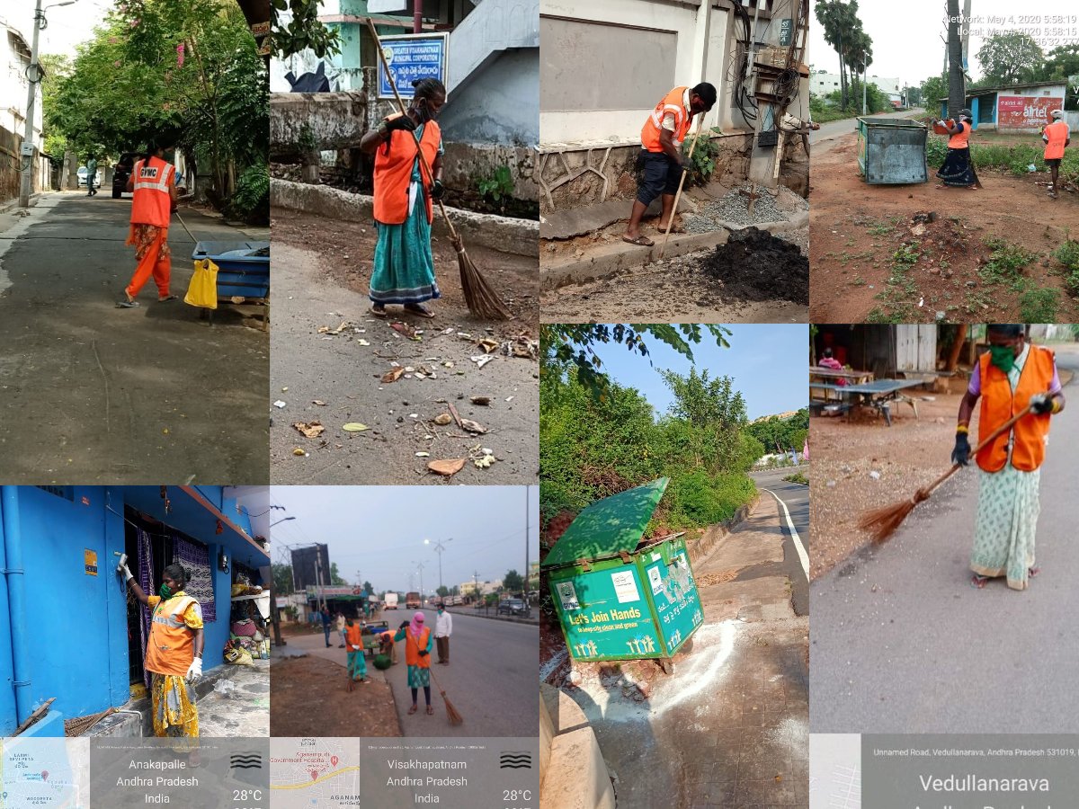 GVMC_VISAKHA's tweet photo. Sanitation works done by GVMC Sanitation staff across all wards in GVMC.

#IndiaFightsCoronavirus https://t.co/m0OJ1UACyH