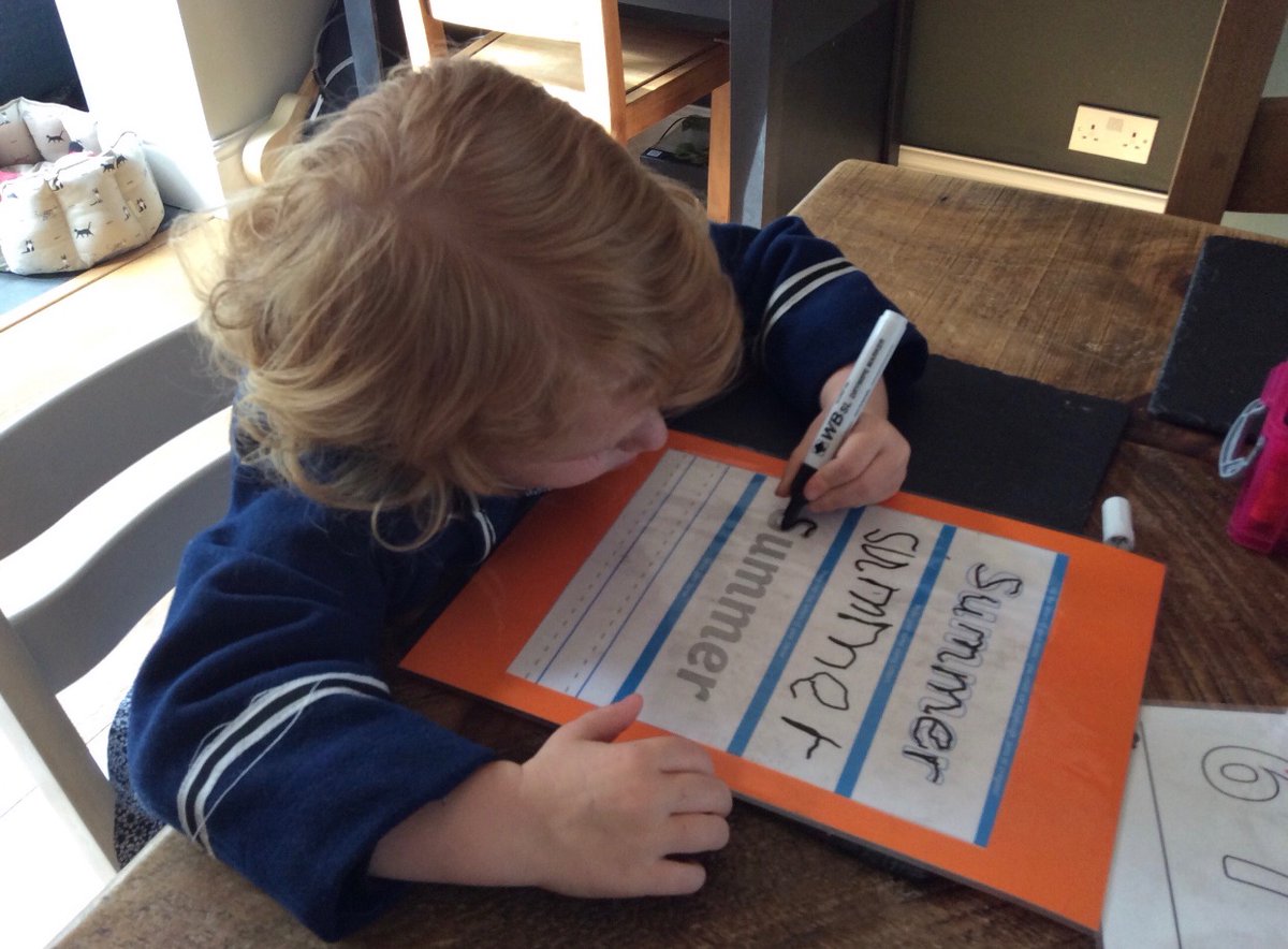 SDPPreschool_'s tweet photo. Super name writing - for the challenge set by Max our class dog today 🐶 I love that you are learning in your school uniform Summer 💙 #homeschooling #stdominicspriory #dailychallenge https://t.co/ihkeKYFufk