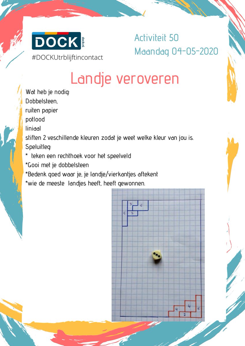 Vandaag een leuk spelletje om in een duo te doen. Samen aan de keukentafel landje veroveren; wie gaat er winnen?!