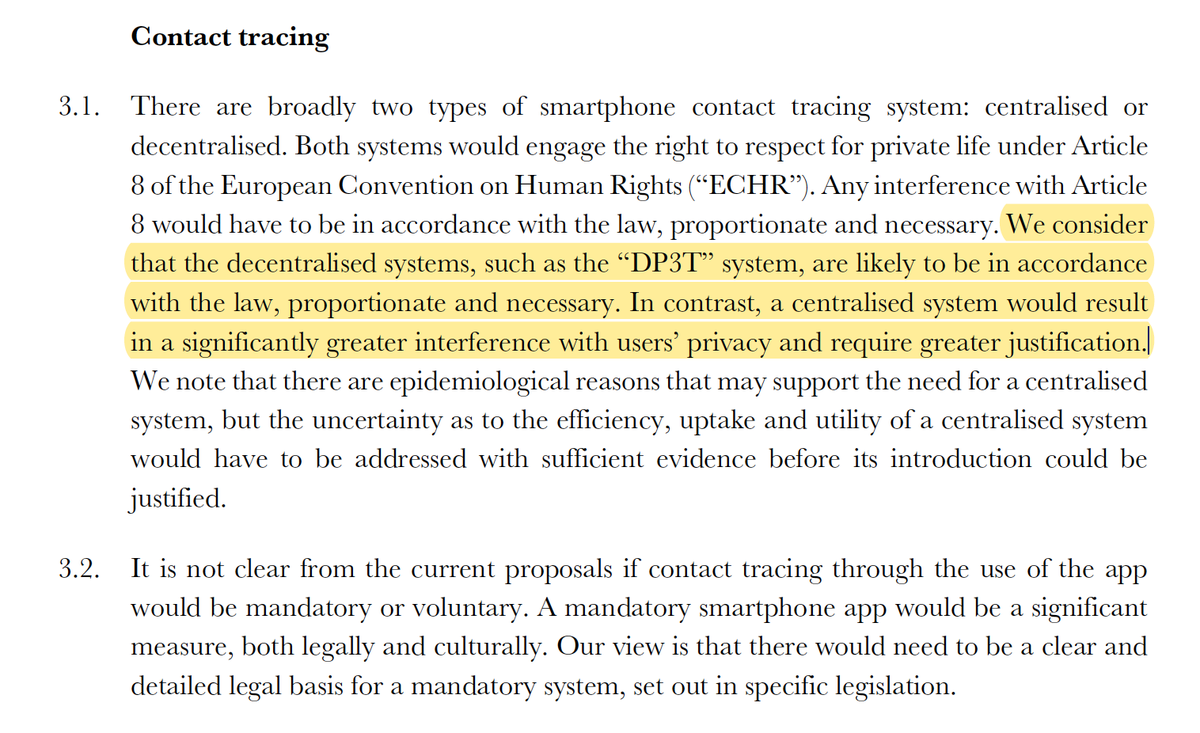 If you are trying to understand the complex legal (and ethical) issues around the proposed contact tracing app and immunity passports then this new paper from  @RaviNa1k  @matrixchambers is really interesting and thorough...  https://www.matrixlaw.co.uk/wp-content/uploads/2020/05/Covid-19-tech-responses-opinion-30-April-2020.pdf /124