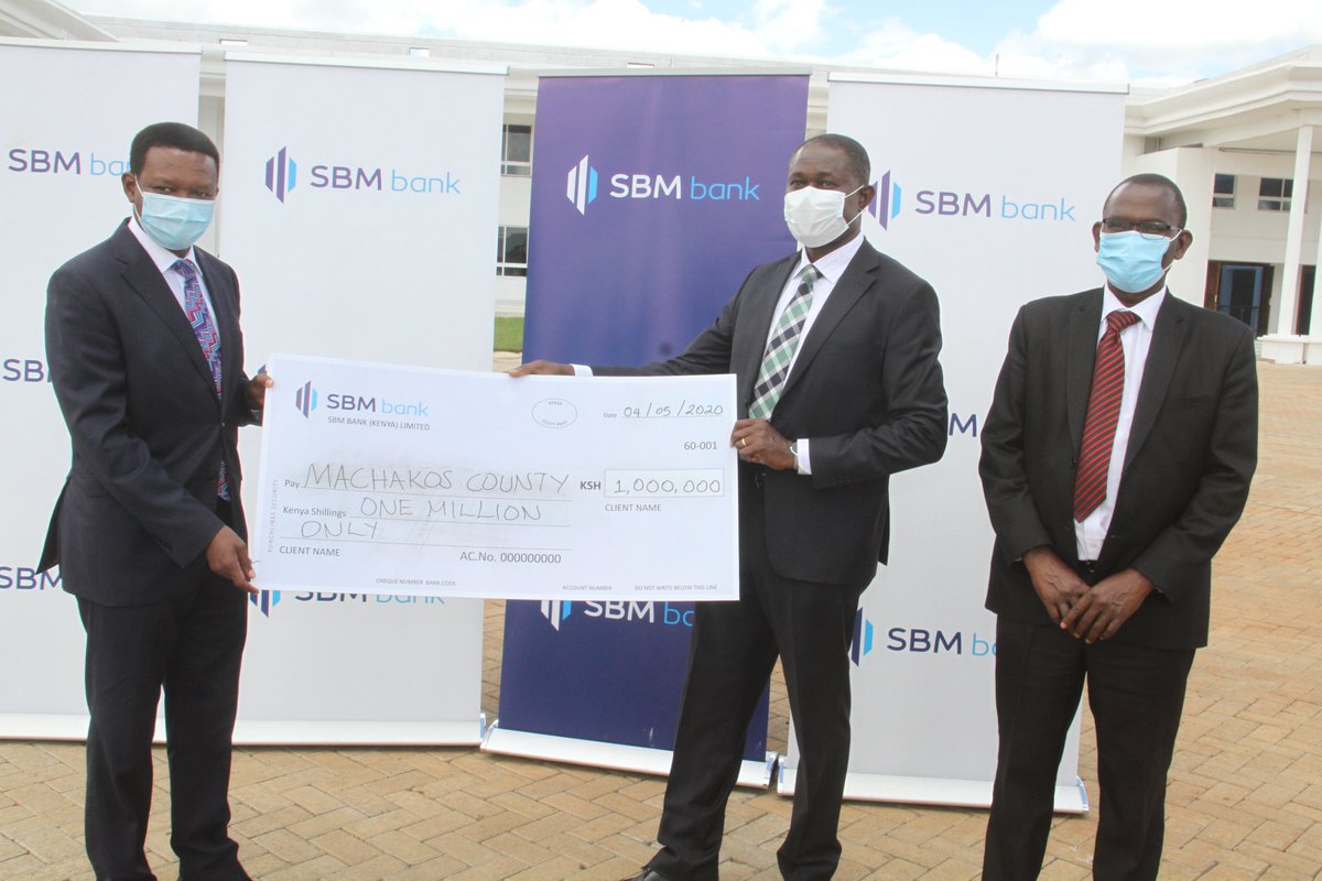 sbmbankkenya's tweet photo. This morning, Machakos County Governor Dr. Alfred Mutua received a donation from our Deputy CEO and Chief Business Development Officer Jotham Mutoka, and our Chief Finance Officer Andrew Munyao. https://t.co/iaRgugQLOp