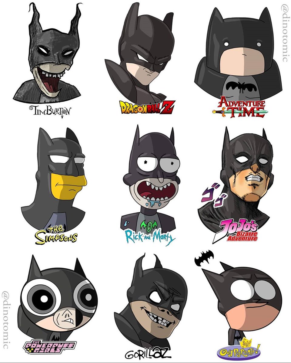 Heroes_ComicCon's tweet photo. No es lo que dibujas... sino el estilo que tienes. De estos 18 batmans, ¿cuál es tu preferido? 
By: Dinotomic
#batman #comic #dibujo #estilo #style https://t.co/GeJBzUKscu