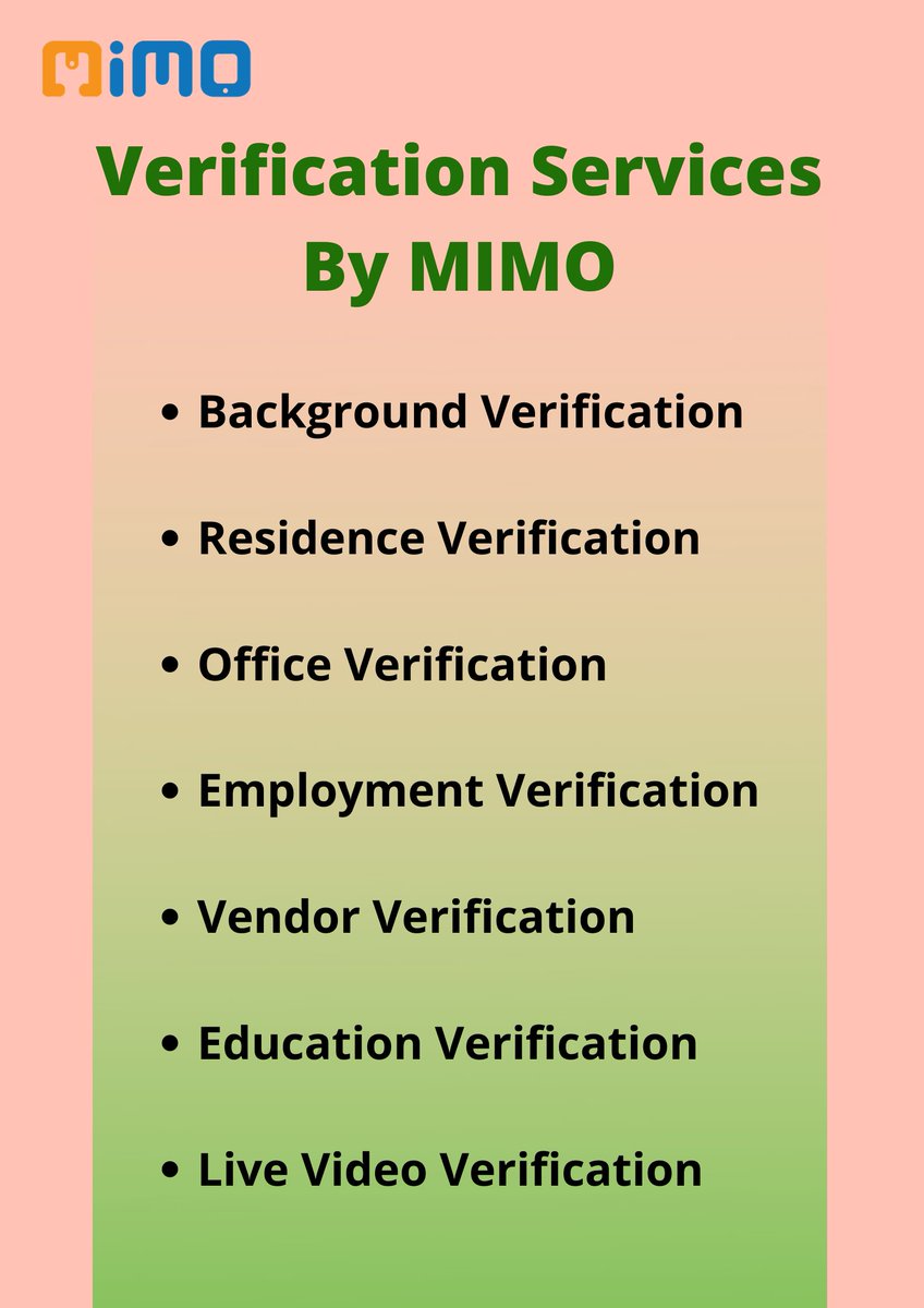 Clients want positive, consistence experiences. Consistency creates confidence that leads to trust and loyalty.

Reform your business and experience real services with MIMO.
#verification #verificationservices #BGV #business #businessservice #mimo #mimoservices