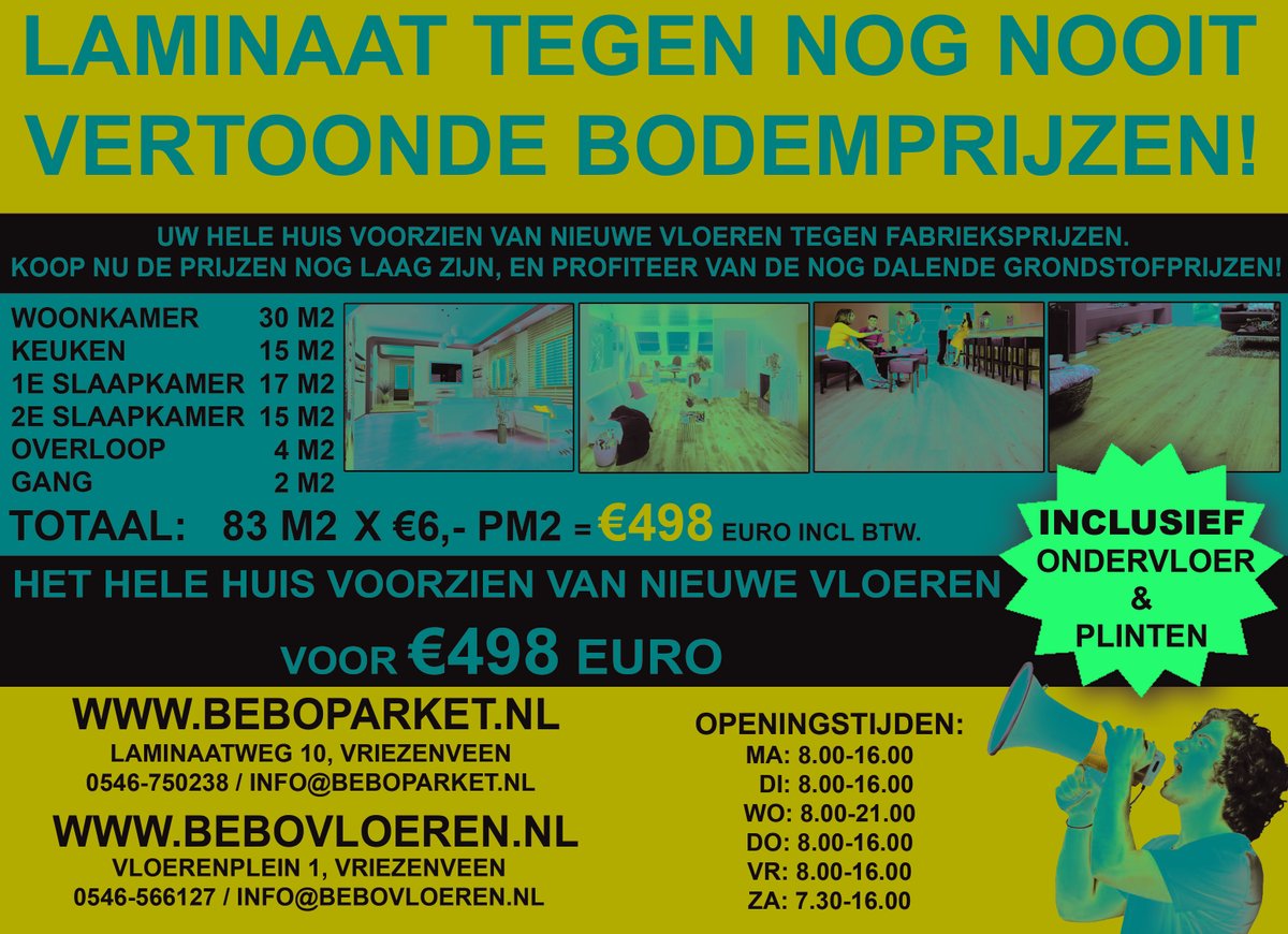 Laminaat in het hele huis voor slechts €498,- incl btw 😱‼️

✅ INCL. ONDERVLOER EN PLINTEN 

Keuze uit meerdere kleuren laminaat.

Kom nu bij ons langs en profiteer van onze ACTIE!

beboparket.nl

#helehuislaminaatbebo