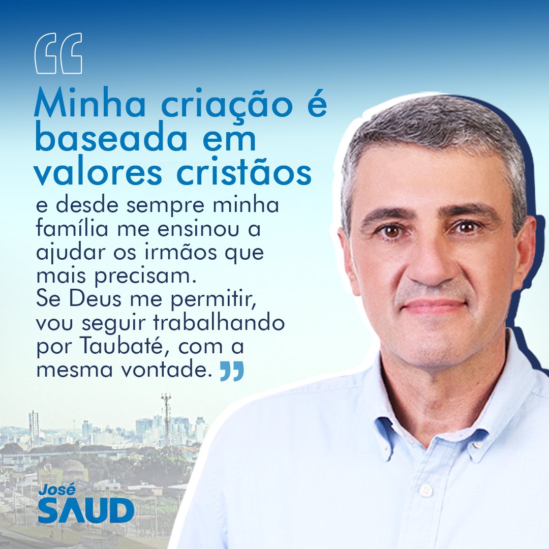 Bom dia Taubaté. 
Agradeço a confiança. 
#josesaud #valorescristãos #taubaté #saud