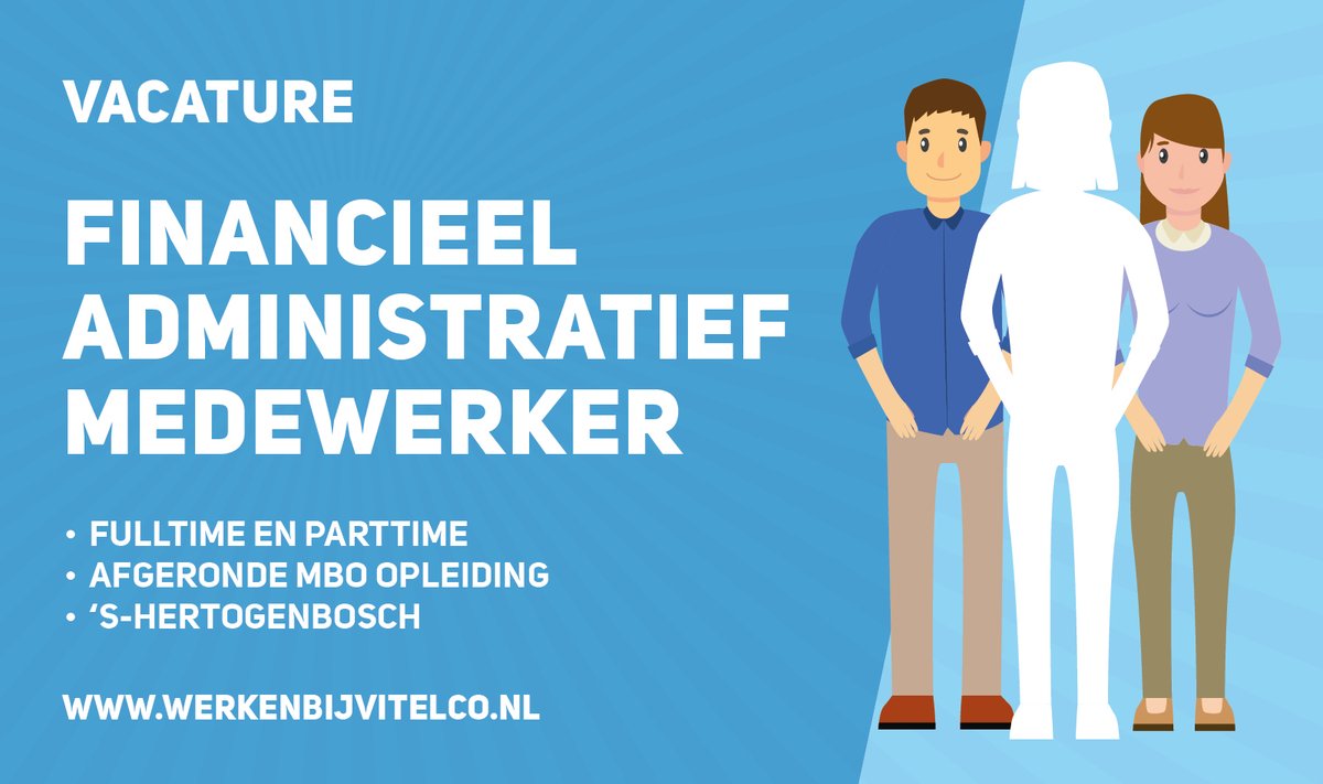 Voor onze afdeling administratie zijn we op zoek naar een fulltime en een parttime financieel administratief medewerker. Heb jij een afgeronde MBO opleiding in een administratieve richting en minimaal 3 jaar relevante werkervaring? Solliciteer dan snel!
bit.ly/2W21NJh