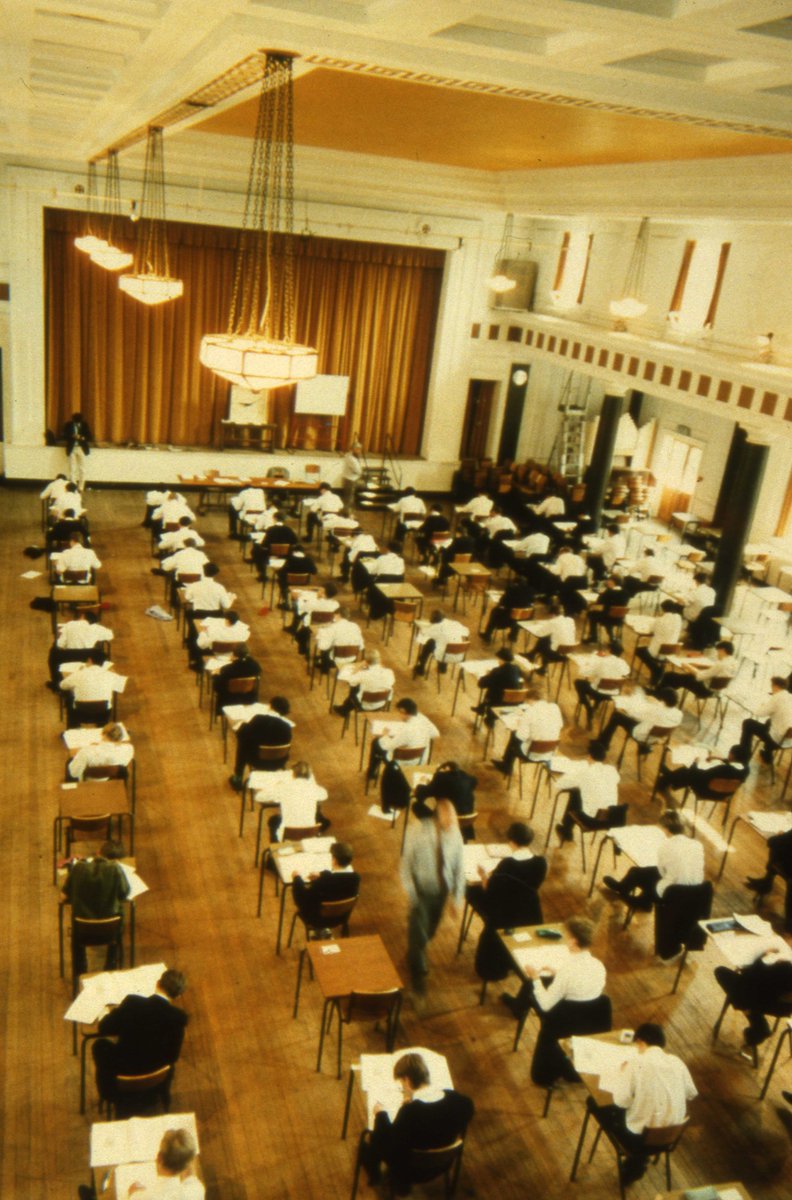CS1865's tweet photo. Preparing for that time of year again ... a familiar sight to generations of Cranleighans as the @cranleighschool Speech Hall hosts O and A levels https://t.co/XmrnBNmtl7