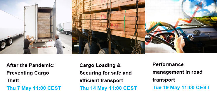 ElisaLuotonen's tweet photo. #IRU is launching a free #webinarseries on topics crucial in ensuring #safety and #efficiency in road transport. The topics cover #cargosecurity and #cargocrime, #safeloading operations, and effective #talentmgmt in #transport. Sign up here: https://t.co/RWqgpp74L0 https://t.co/KJna5fVgyn