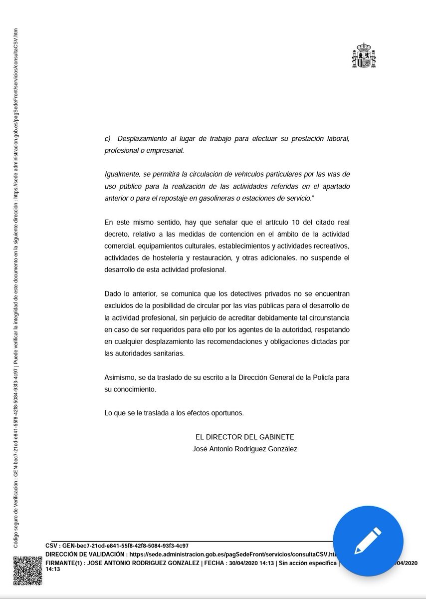 SrDanigmas's tweet photo. Actualidad | Los #Detectives Privados pueden ejercer y desarrollar su actividad en espacios publicos sin ninguna restricción, a excepción de las sanitarias. Gracias @APDPE @codpcat @colegio_cv #CODEGA #DetectivesEnAcción #Superdetectives 🤩 https://t.co/K7IhlbJ7Ho