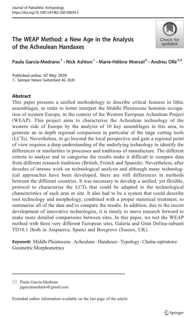 PGarciaMedrano's tweet photo. Our last paper is out! 💥 The #WEAP method: a new age in the analysis of #Acheulean #handaxes 💥@SpringerNature How to face a regional comparison? Here is our proposal, combining #Technology & #Morphometry with #Atapuerca & #Boxgrove data. ➡️ https://t.co/sLacfHBBd7 https://t.co/SJfJUgakfZ