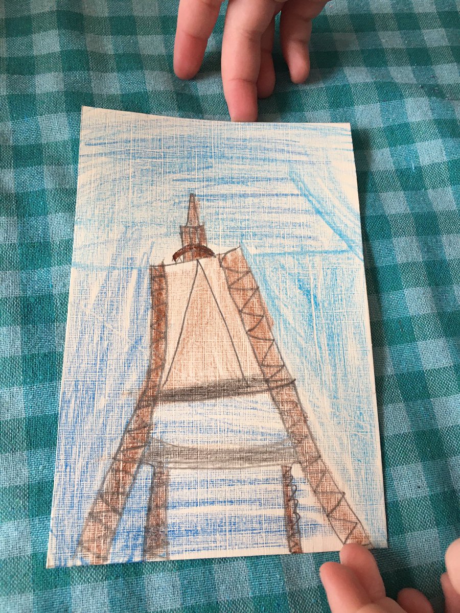 pickleandpompom's tweet photo. @ClassMrWearing Alices wonderful sights of France and a postcard of her adventure https://t.co/0HRzbzzQQh