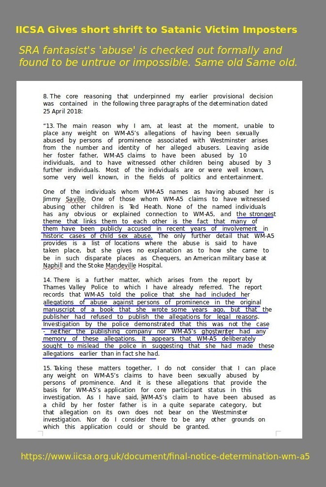SAFFtweets's tweet photo. @Duncan82669814 @lizyeld @33ang3lcuddles @justsukili @WedgerJon Thousands of people gave evidence to the inquiry on oath .  What matters is @InquiryCSA 's interim report concluded that there was NO evidence of a #VIPabuse conspiracy. 
You are just plain wrong.
Here's a fantasist's VIPabuse evidence which was heard by #IICSA  &amp; rejected. https://t.co/5Cfda2kYSD