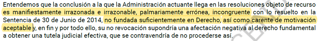 Esto es lo que dice la justicia sobre la negativa de <a href="/policia/">Policía Nacional</a> y <a href="/info_dgp/">Dirección General de la Policía</a> a pagar los salarios no percibidos a los "aptos por recurso"
"es manifiestamente irrazonada e irrazonable, palmariamente errónea, incongruente"
no fundada suficientemente en Derecho,carente de motivación"