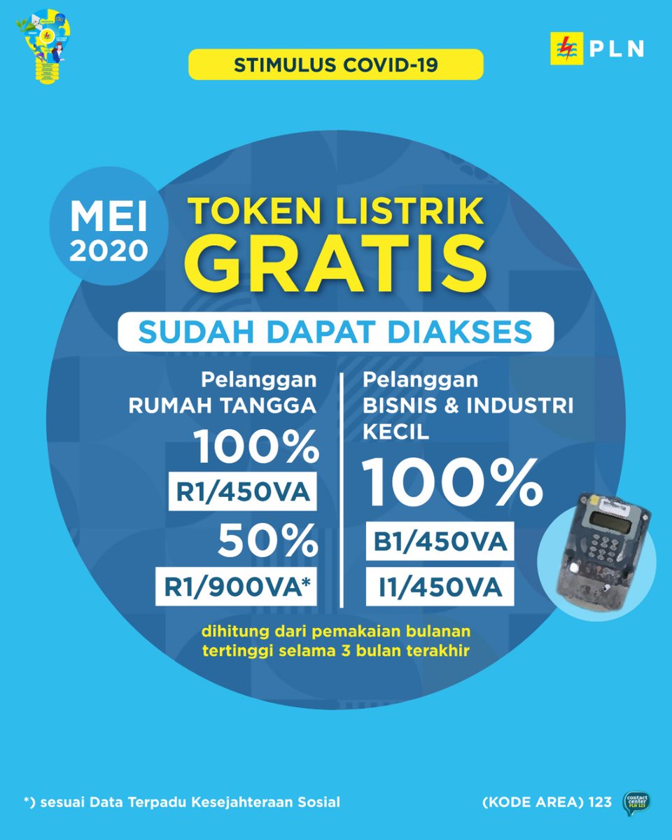 _pln_id's tweet photo. Hai Electrizen, Mimin mau kasih tau kalau Token Gratis dari PLN untuk Pelanggan Rumah Tangga Prabayar 450 VA &amp; 900 VA Subsidi, dan juga Bisnis &amp; Industri Kecil SUDAH DAPAT DIAKSES.

#PLNatasiCorona #TransformasiPLN #PowerBeyondGenerations https://t.co/DJrnvmhtkG