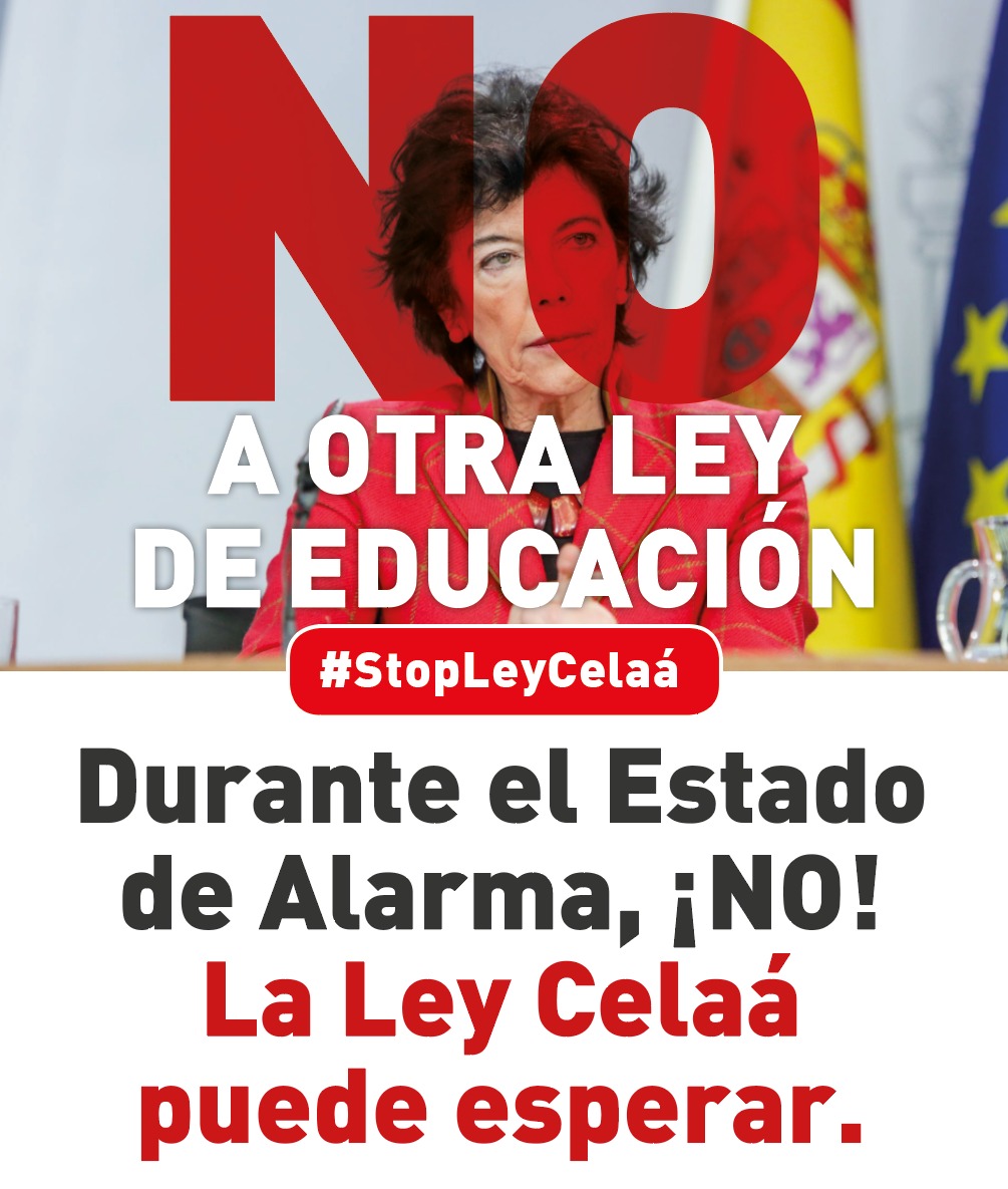 El Gobierno debe paralizar la tramitación de la LOMLOE hasta que se levante el estado alarma y pueda restablecerse la normalidad. Solo así la sociedad y a la comunidad educativa podrán participar en el debate de una ley de este calado. #StopLeyCelaá <a href="/CelaaIsabel/">Isabel Celaá</a> <a href="/educaciongob/">Ministerio de Educación, FP y Deportes</a>