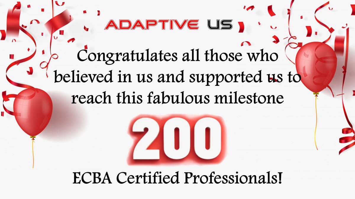 lnmishra's tweet photo. Adaptive US now has 200 ECBA Certified Professionals!!
We would like to thank all those who believe in us and have supported us on this journey...
#adaptiveus #ecba #ecbacertification #businessanalysis #iiba https://t.co/ABctWLzLNG