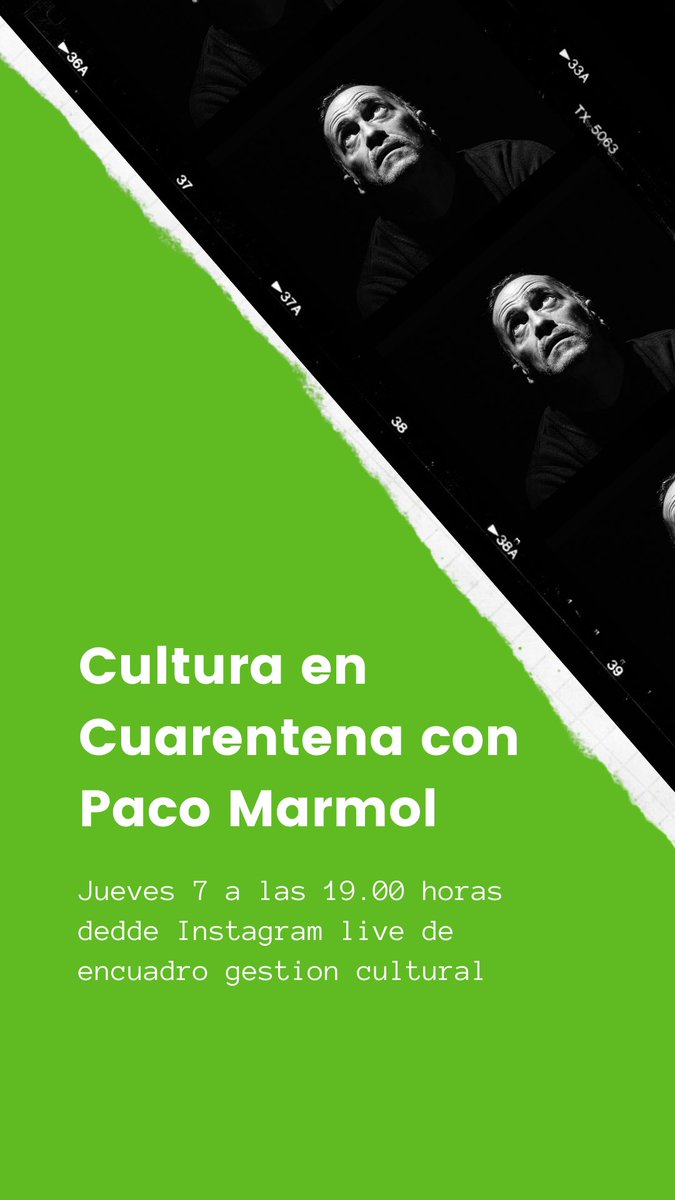 Seguiremos hablado de cultura en cuarentena desde Instagram live, esta semana con <a href="/Paco_Marmol/">Paco Mármol</a> , artista y gestor cultural