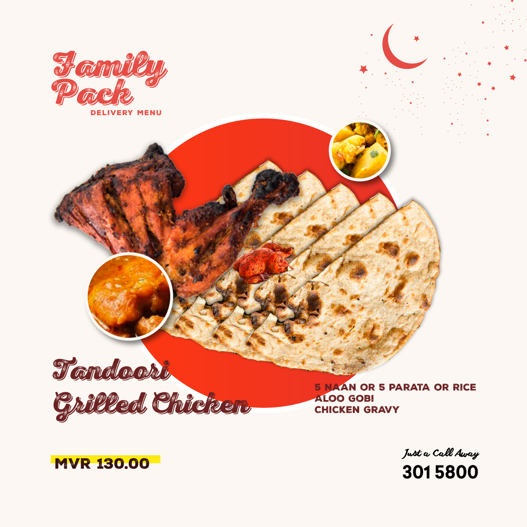nouvellemv's tweet photo. Tandoori Grilled Chicken Family Pack for MVR 130/- Call 3015800 for delivery!

#stayhome #call2order #homedelivery https://t.co/1Hmh3cPPdQ