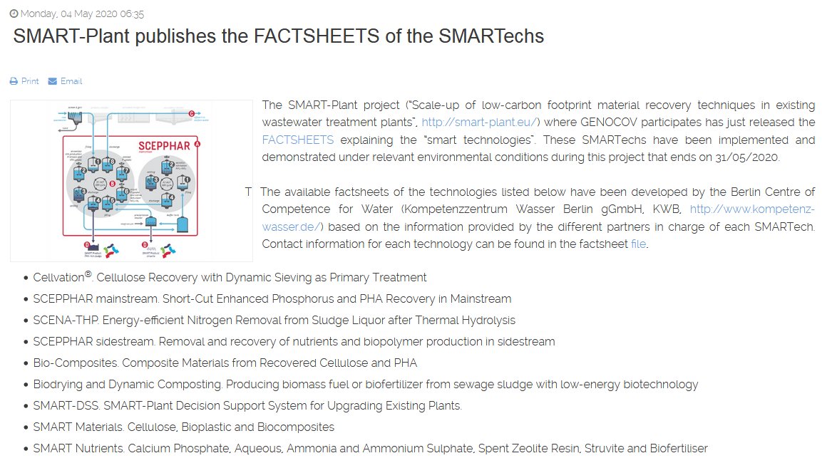 GENOCOV (@genocov) on Twitter photo SMART-Plant publishes the FACTSHEETS of the SMARTechs genocov.com/who-we-are/new… These SMARTechs have been implemented and demonstrated under relevant environmental conditions during this project that ends on 31/05/2020 <a href="/smart_plant_eu/">H2020 SMART-Plant</a> SMART-Plant publishes the FACTSHEETS of the SMARTechs genocov.com/who-we-are/new… These SMARTechs have been implemented and demonstrated under relevant environmental conditions during this project that ends on 31/05/2020 <a href="/smart_plant_eu/">H2020 SMART-Plant</a>