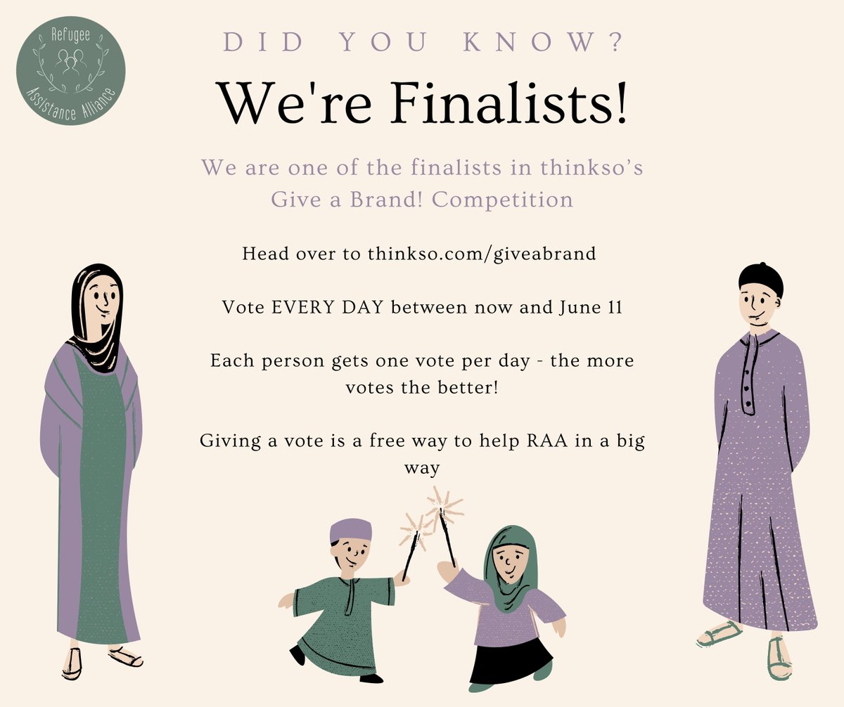 AllianceRefugee's tweet image. We are finalists for this year's Give a Brand! rebranding competition by thinkso. It is a huge accomplishment to have come this far; we don't want to stop now. The winner ($50,000 prize package) will be determined by online votes. Help us win! 
. 
.
.
.
.
#giveabrand #thinkso