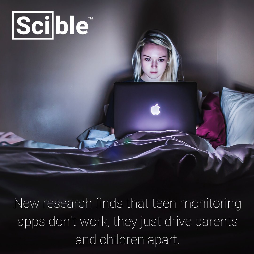 TheScible's tweet image. Thinking of using #tech to monitor your #childrens behaviour online? 👨‍👩‍👧 New research finds that teen #monitoringapps don&apos;t work, they just drive parents and children apart. Reference: bit.ly/2Wo8ofR