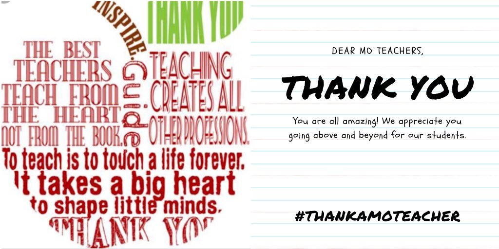 MCSHC1's tweet photo. It’s #TeacherAppreciationWeek2020, please join #mcshc in thanking MO teachers for going above and beyond for their students. We appreciate all you do!  #ThankaMOteacher and tag a teacher who has made a difference in your life! https://t.co/zoHcGV9z0u